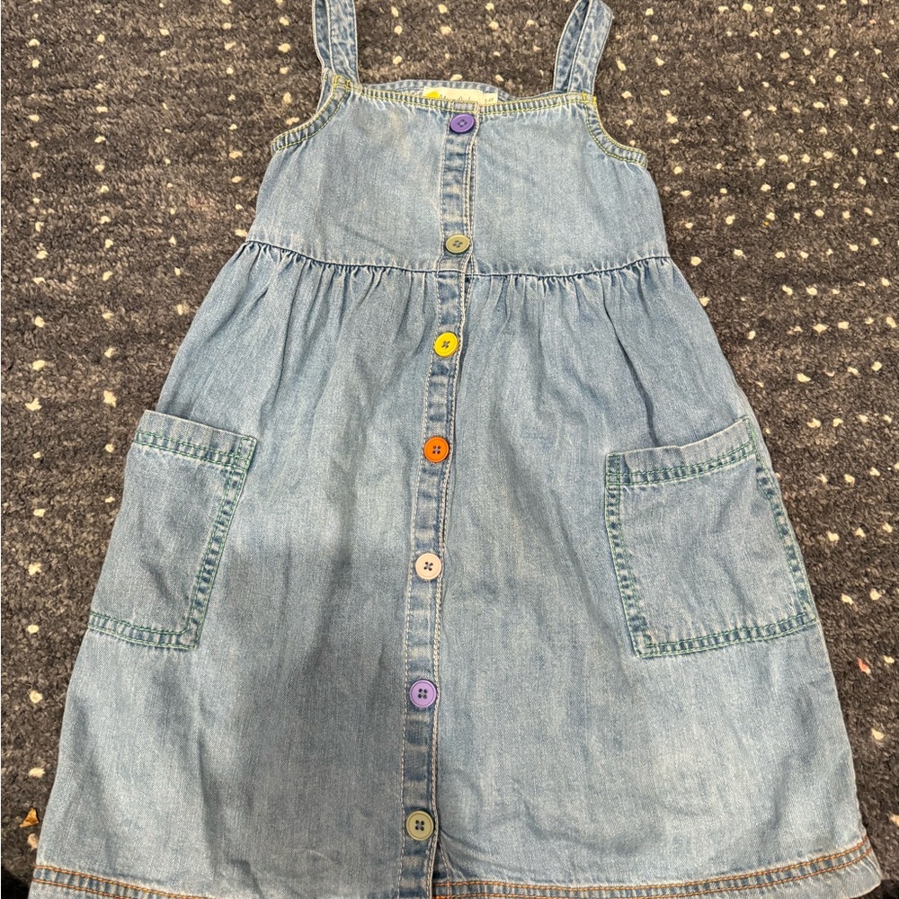 Mini Boden Denim Kids Overall with Colorful Buttons